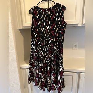 Haani Fit Flare Dress - Black with print - Size PM Petite Medium